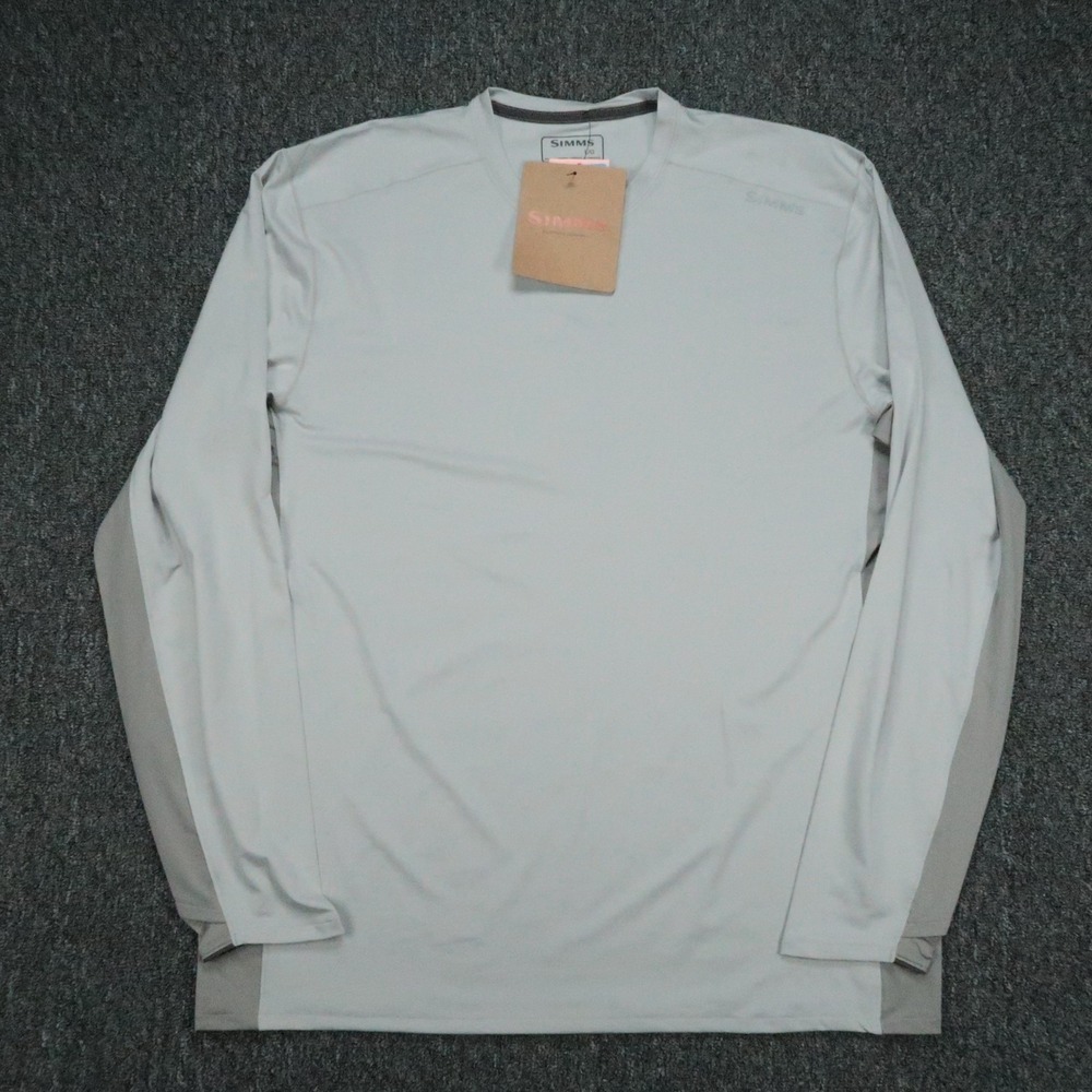 Simms Shirt Mens Large Gray Solarflex Crew Long Sleeve Athletic UPF 50 Sun